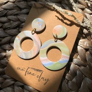 Clay Dangle Earrings in Earth Tone Colors